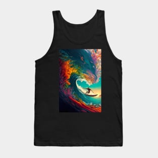 Abstract Surfer Coral Wave Tank Top
